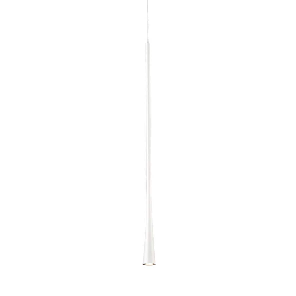 White Aluminum LED Single Pendant Light, 23.63" Height