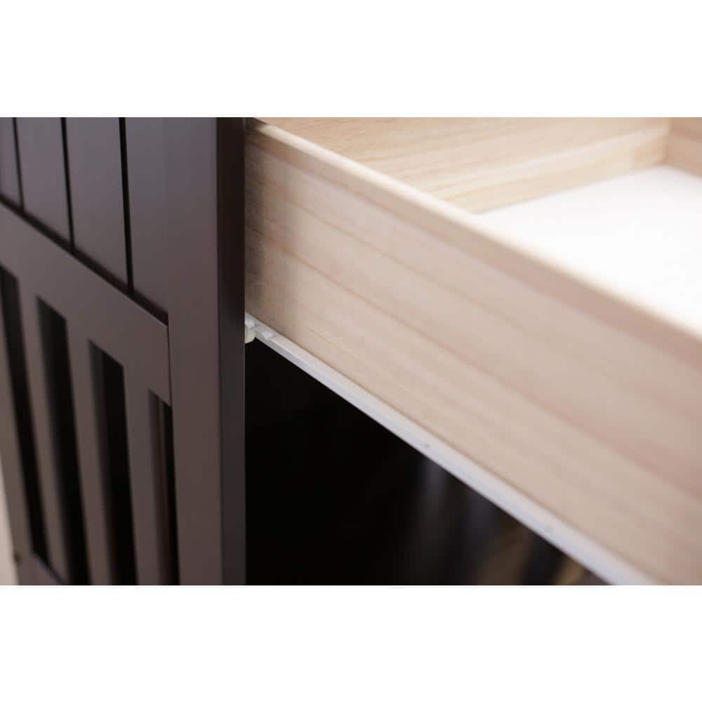 Solid Pine Espresso Nightstand with Framed Detail and Silver Pull