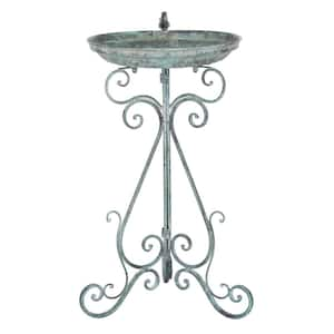 Ashlan Antique Dark Green Iron Round Birdbath