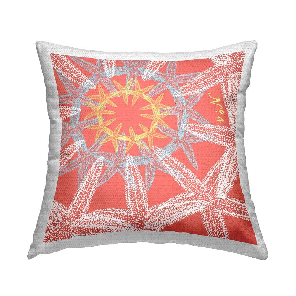 Nautical Fractal Starfish Pattern Orange Square Outdoor Throw Pillow price history on PriceWatchPro