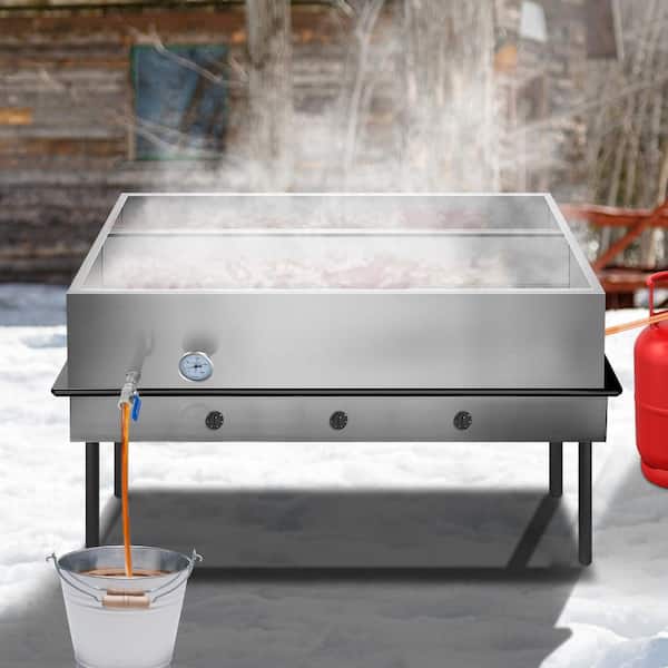 Maple Syrup Evaporator Pan 48 in. L x 24 in. W x 9.4 in. H Stainless Steel Maple Syrup Boiling Pan with and Thermometer