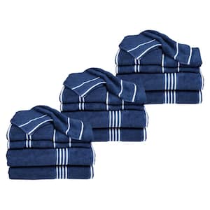 24-Piece Navy Blue Cotton Towel Set
