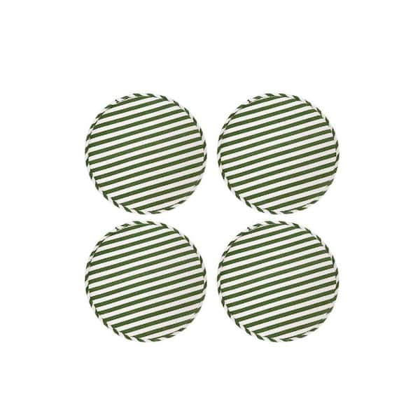 Green Round Outdoor Seat Stool Chair Cushions for Kitchen Dining Seat Pads with Ties 4 Pack