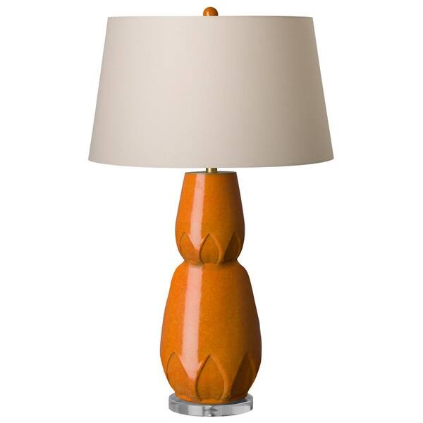 Emissary 35 in. Bright Orange Calyx Gourd Ceramic Vase Table Lamp