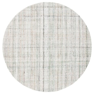 Abstract Green/Sage 6 ft. x 6 ft. Distressed Striped Round Area Rug