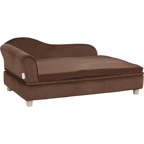 ATENGNES 110 lbs. Loading Brown Soft Velvety Dog Pet Sofa Bed Dog Couch for Large-Sized Dogs and Cats