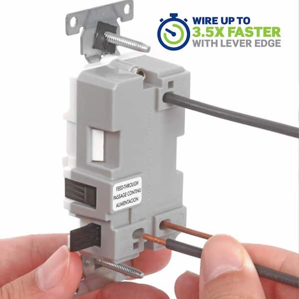 Lever Edge 15/20 Amp 120/277 Volt Single Pole Toggle Switch, Commercial Grade, White (1-Pack) ECSB1-W