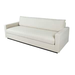 White Track Style Arms Fabric Upholstery Modern Sofa with Pillow Back