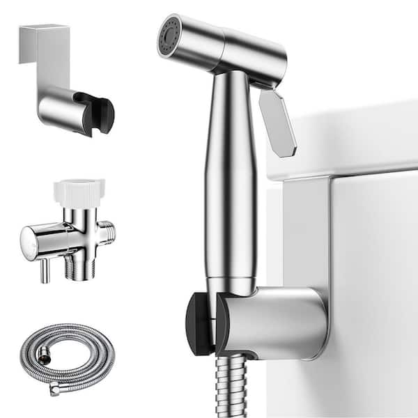 Brushed Nickel Handheld Toilet Bidet Sprayer Bidet Attachment with Adjustable Water Pressure Stainless Steel Hose