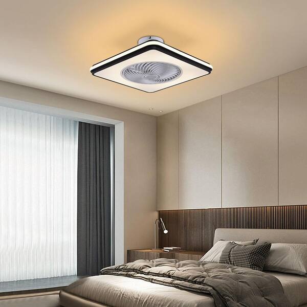 OUKANING 20 in. Modern Black Square Shape Integrated LED