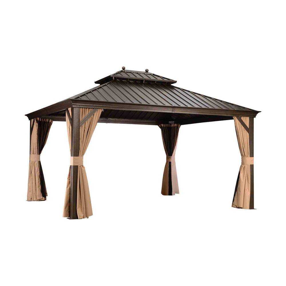 PURPLE LEAF 12 ft. x 12 ft. Bronze Aluminum Hardtop Gazebo Canopy for ...