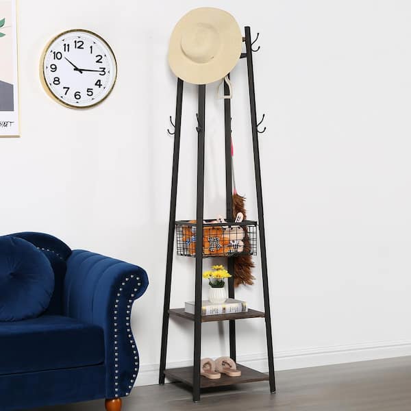 LIFE FURNITURE　IRON HANGER RACK VECELO Industrial Coat Rack Freestanding, Brown 2-Clothes