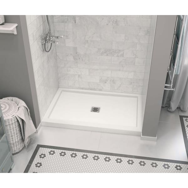 Zone Square 32 in. x 48 in. Low Threshold Shower Base in White