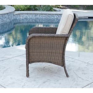 Tiara Garden Swivel 7-Piece Wicker Outdoor Dining Set with Beige Cushions