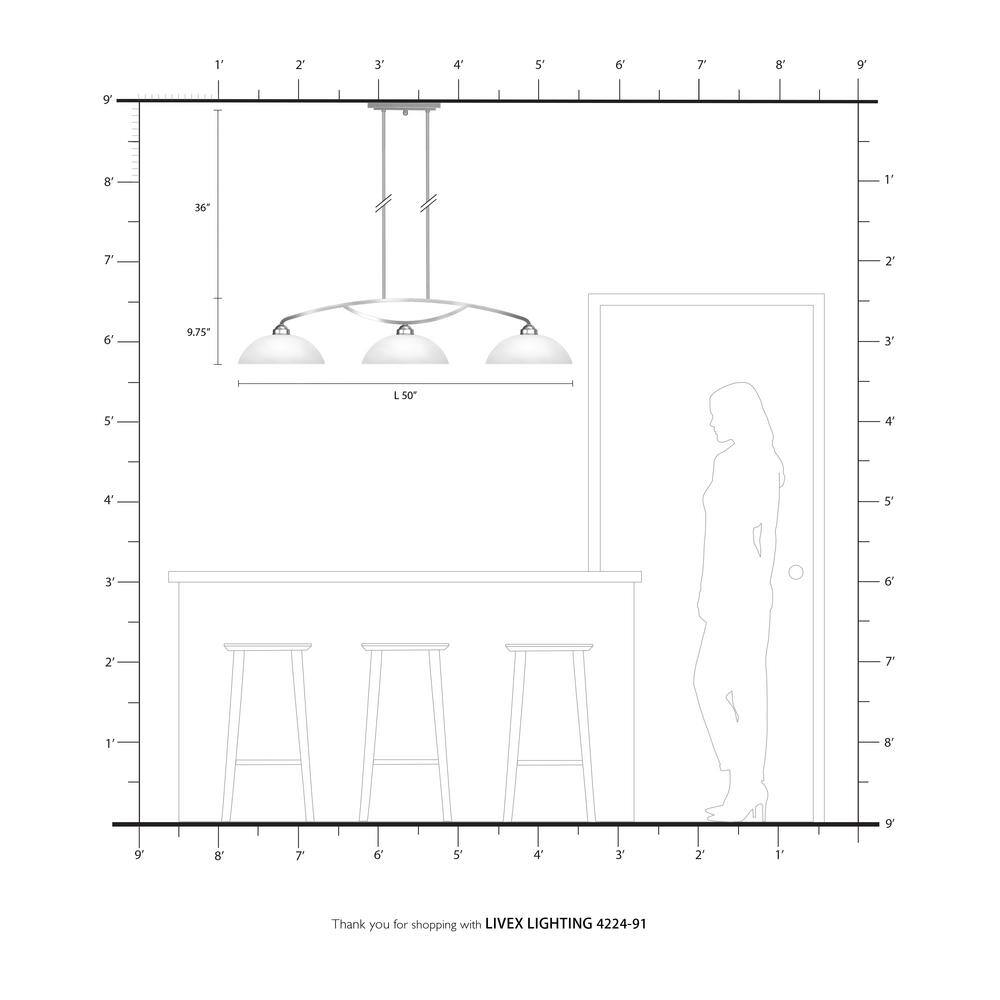 Somerset Sleek 50'' Brushed Nickel Linear Island Light with Satin Glass