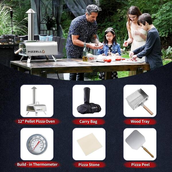 HONEY JOY Portable Wood Fired Outdoor Pizza Oven Stainless Steel Pizza  Grill with Pizza Stone Foldable Legs Thermometer TOPB006831 - The Home Depot