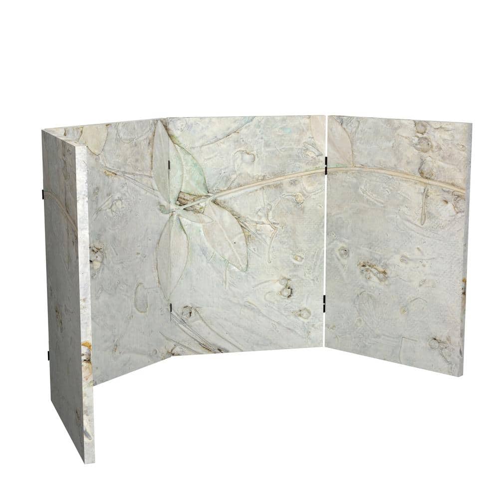 Ivory Flowers Canvas 4-Panel Folding Screen Room Divider