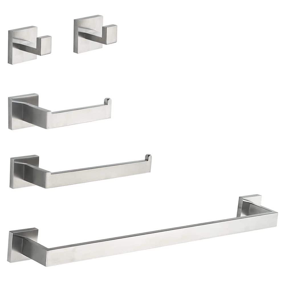5-Pieces Bathroom Hardware Set with Towel Bar, Towel Ring, Robe Hook, Toilet Paper Holder Wall Mounted Brushed Nickel price history on PriceWatchPro