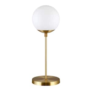 Theia 21 in. Brass Finish Globe & Stem Table Lamp with Glass Shade