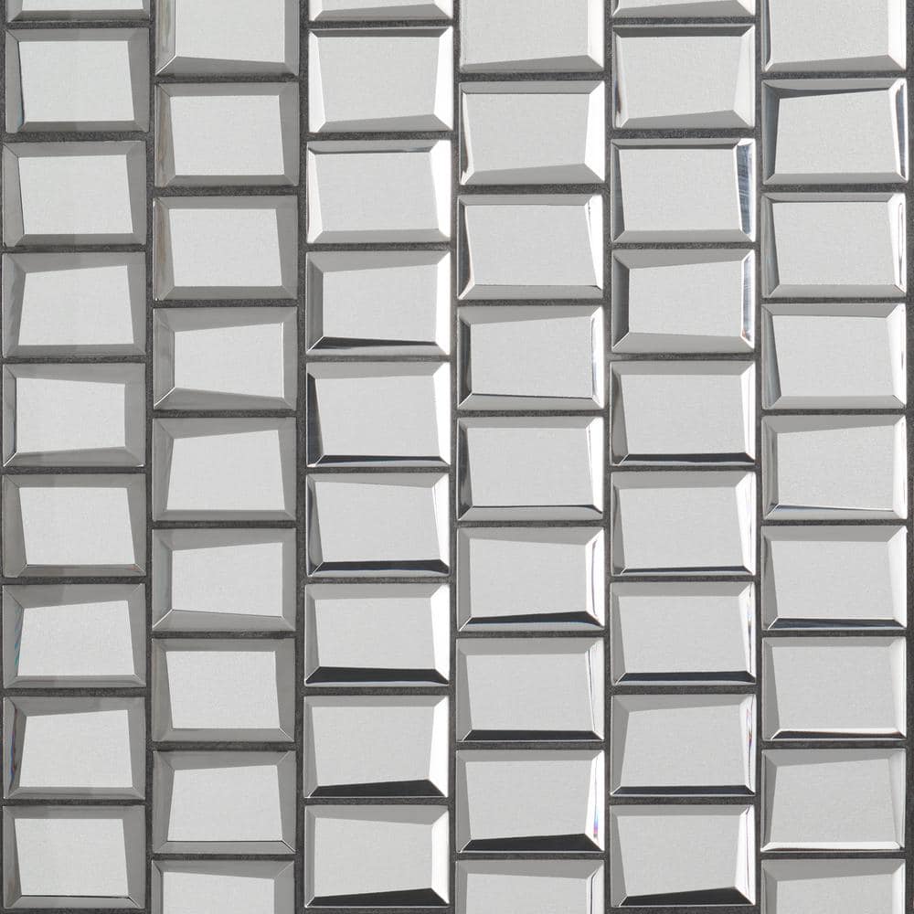 Ivy Hill Tile Aiga Glam Silver 10 82 In X 11 81 In Polished Glass