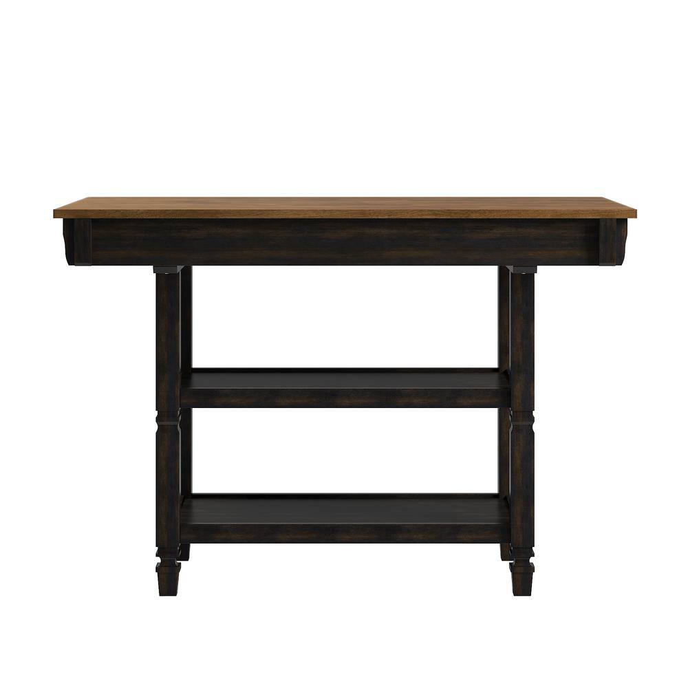 Antique Black 2-Tone Kitchen Island Buffet - thumbnail 3