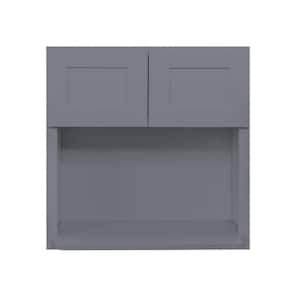Lancaster Gray Plywood Shaker Stock Assembled Wall Microwave Kitchen Cabinet 30 in. W x 30 in. H x 12 in. D