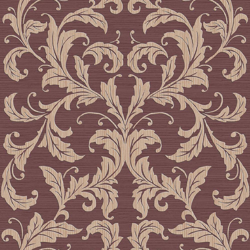 Nordic Elements Red Embossed Linear Damask Matte Finish Non-Pasted Non-Wove