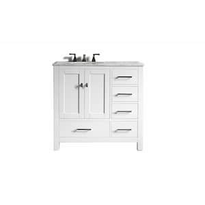 San Clemente 36 in. Vanity in White with Italian Carrara Marble Vanity Top in White with White Basin