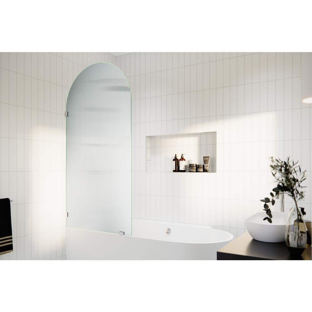Maven 34" x 66.75" Frameless Arched Fluted Glass Bath Panel