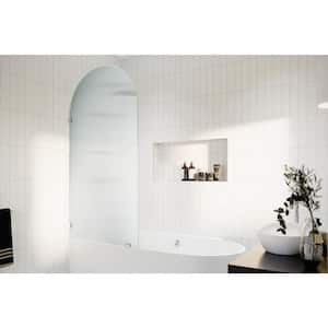 Venus 34 in. W x 66.75 in. H Single Fixed Frameless Arched Fluted Tub Door in Polished Chrome without Handle