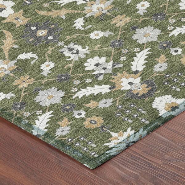 Chantille Machine Washable Indoor/Outdoor Abstract ACN2857 Olive 5 ft. x 7 ft. 6 in. Area Rug