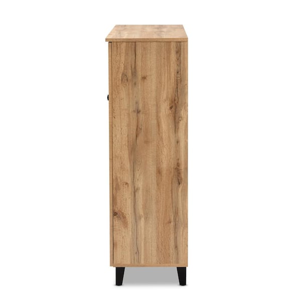 Baxton Studio Coolidge Oak Brown and Black Wood 3-Door Shoe Cabinet with Drawer - image 4