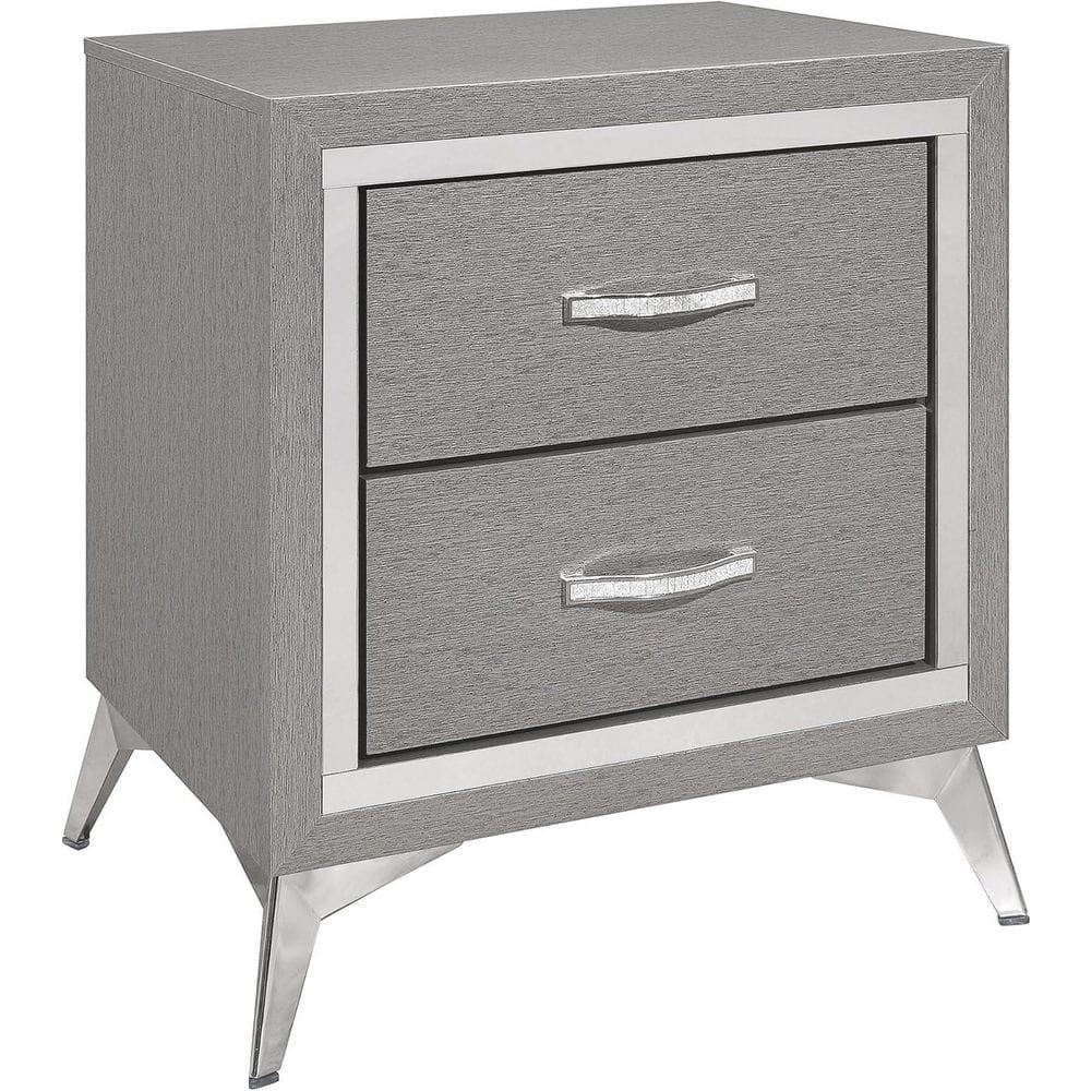 Gray 2 Drawer 16.18 in. W Nightstand with Trimmed Edge Design