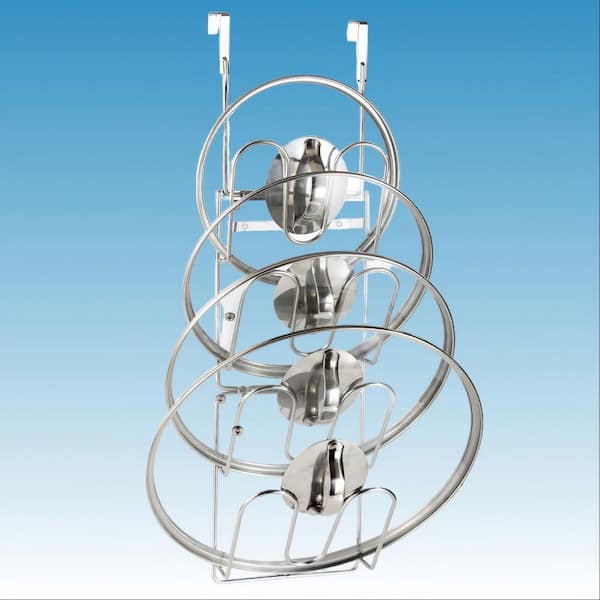 4.52 in. D x 6.3 in. W Stainless Steel Door Mounted Pot Cover Rack, Cabinet-Hanging Type Pot Lid Rack for Kitchen