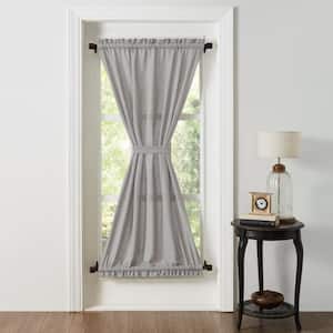 Burlap Dove Grey 40 in. W x 72 in. L Cotton Light Filtering Rod Pocket Farmhouse French Door Window Curtain Panel