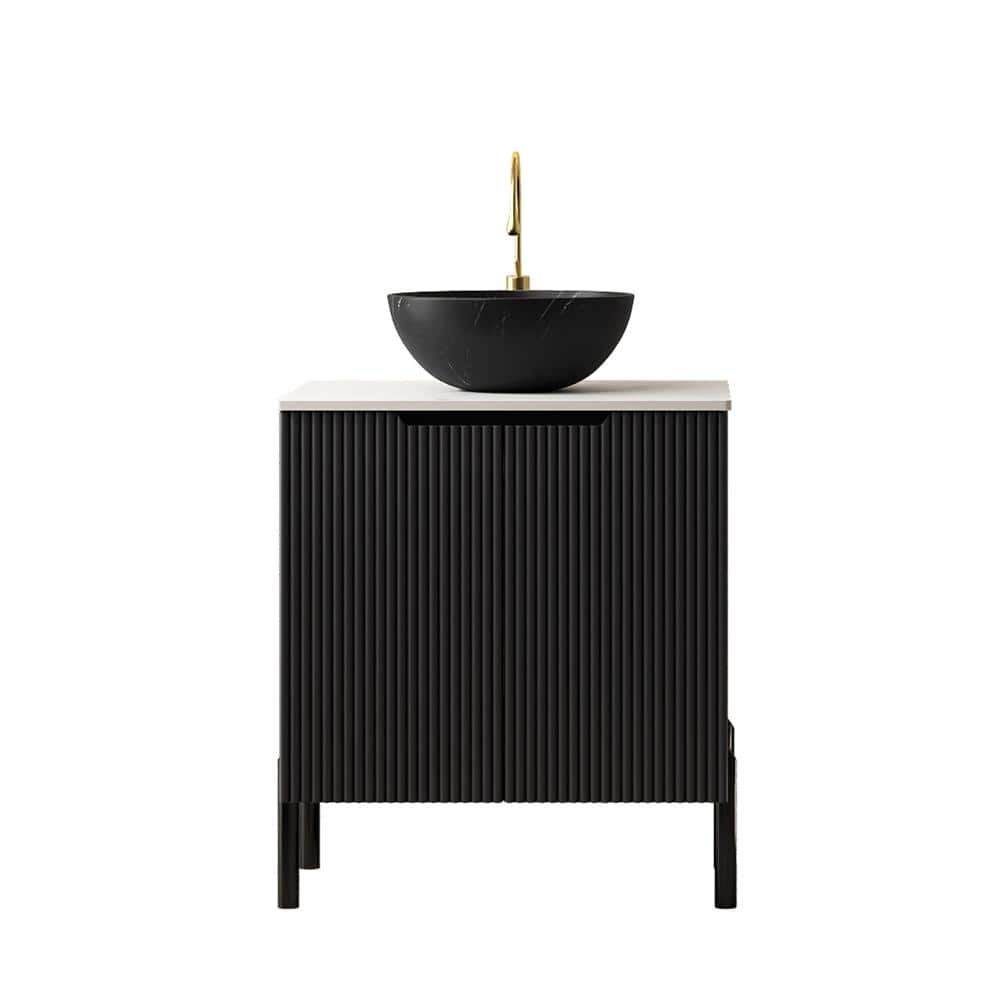 24 in. W x 19 in. D x 35 in. H Freestanding Bath Vanity in Black with White Sintered Stone Top price history on PriceWatchPro
