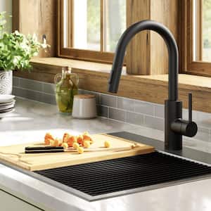 Coletto Single Handle Pull Down Sprayer Kitchen Faucet with QuickDock Top Mount Installation Assembly in Matte Black