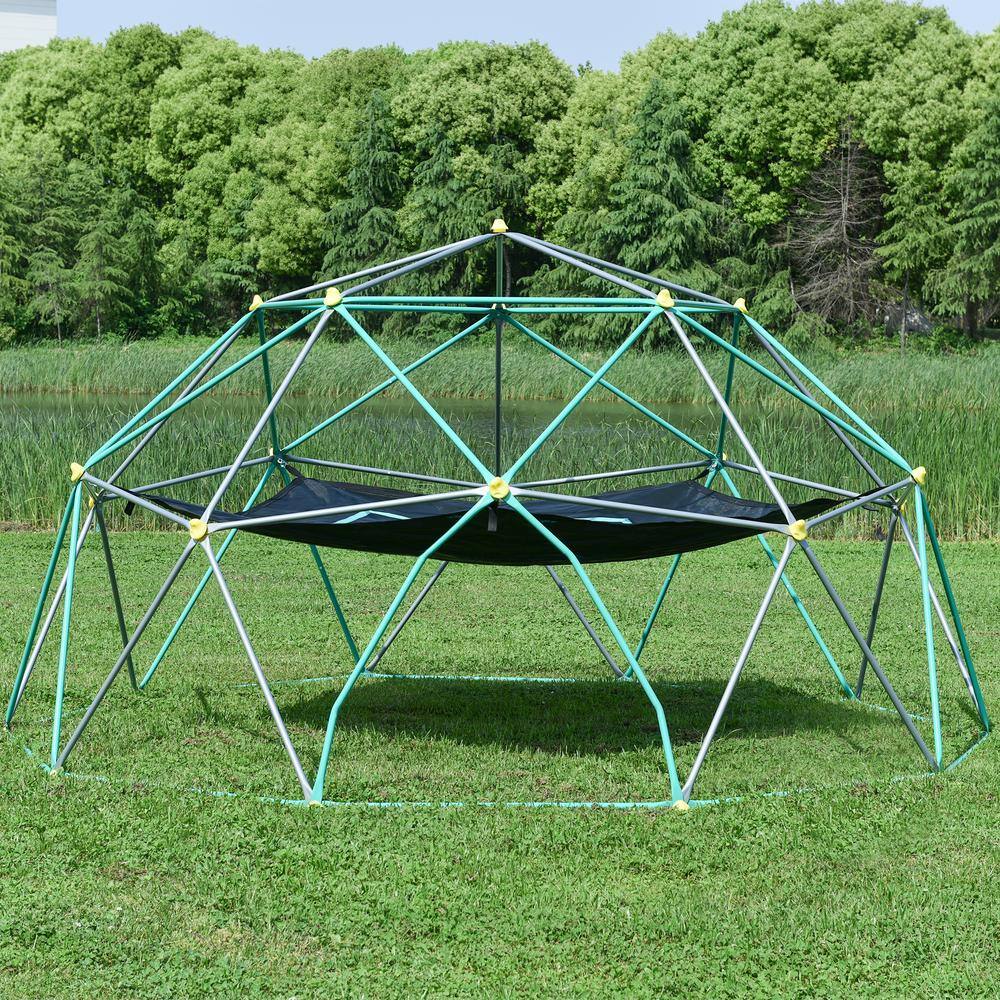 12 ft Grey Outdoor Metal Climbing Dome with Hammock