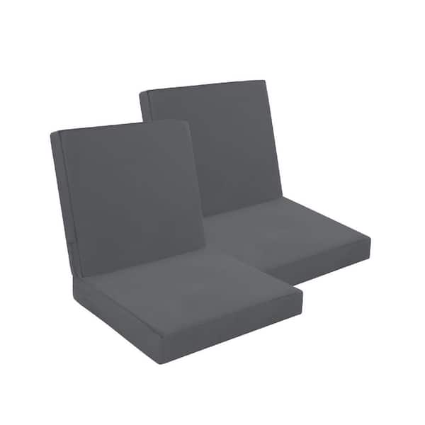 19 in. x 16 in. Outdoor 2-Piece Lounge Chair Cushion Removable Seat Bottom, Back Cushion Covers with Ties Grey