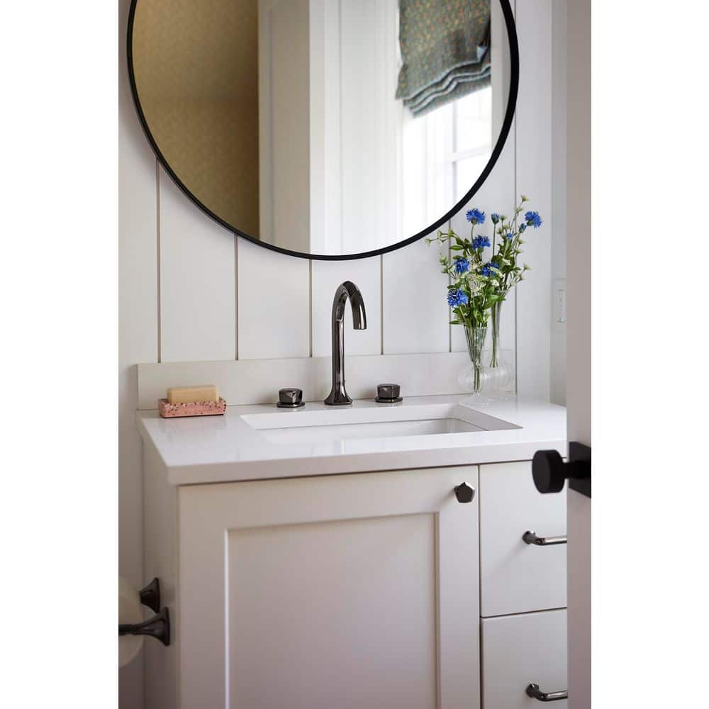 Matte Black Round Bathroom Vanity Mirror, 32-inch