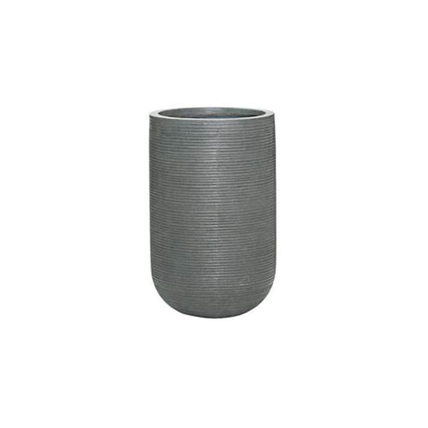 Vasesource 11 in. x 18 in. Rough Grey Round Fibercement Rough Pot