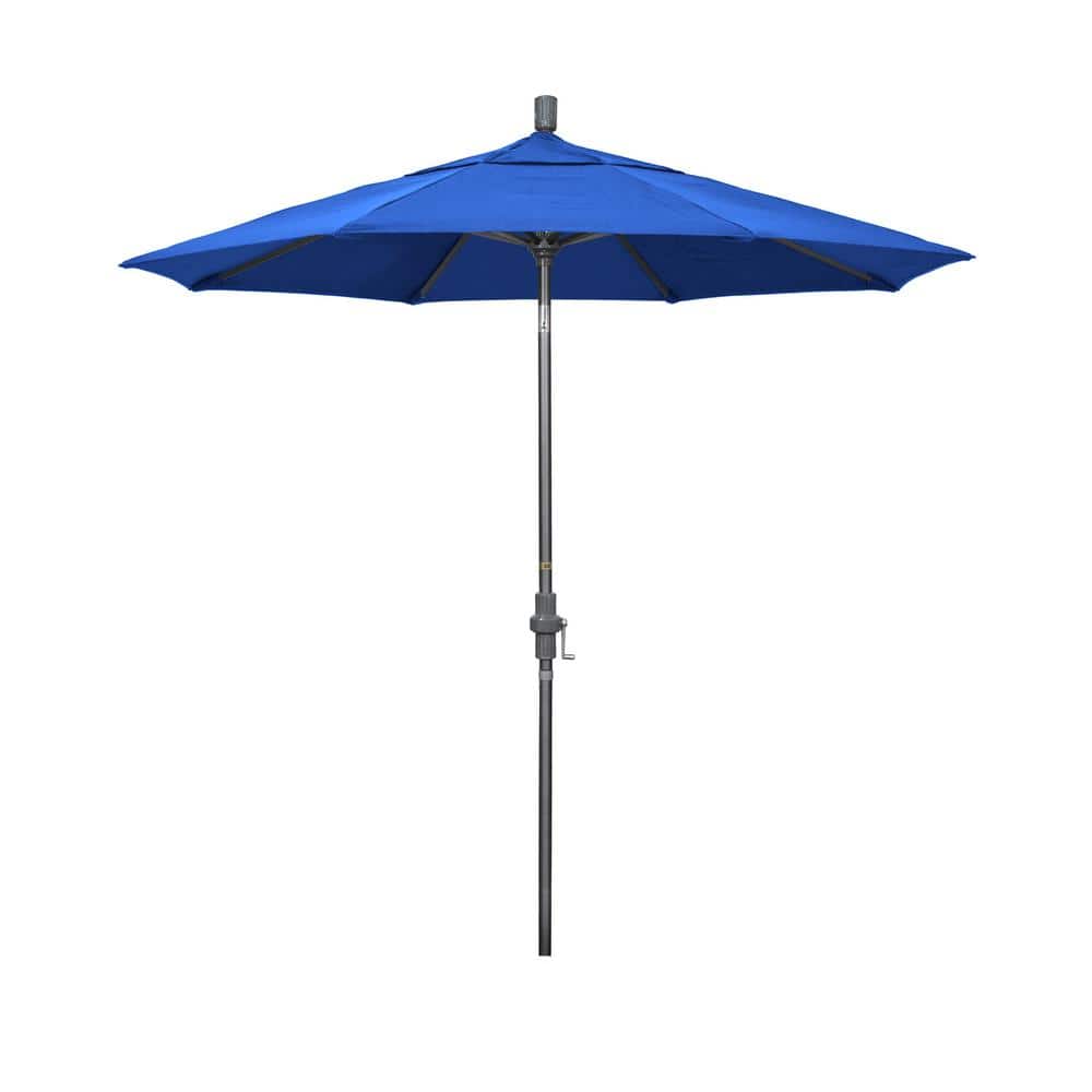 7.5 ft. Hammertone Grey Aluminum Market Patio Umbrella Collar Tilt Crank Lift in Navy White Cabana Stripe Olefin price history on PriceWatchPro