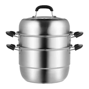 28 cm 3-Tier Steamer Pot with 8.5 qt. Stock Pot, Vegetable Steamer and 2 Trays Food-Grade 304 Stainless Steel for Stoves