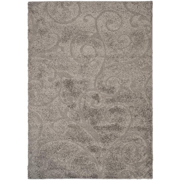 SAFAVIEH Florida Shag Gray 10 ft. x 13 ft. Floral Area Rug