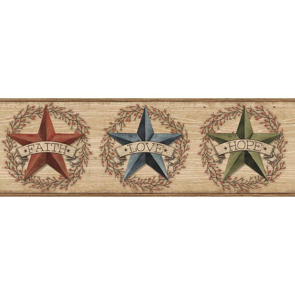Chesapeake Faith Barn Star Red Red Wallpaper BorderCCB2251 The Home