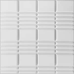 Falkirk Ross 2/25 in. x 19.7 in. x 19.7 in. White PVC Plaid 3D Decorative Wall Panel