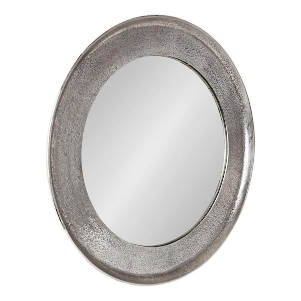 Kate and Laurel Xylon 25 in. x 25 in. Classic Round Framed Silver Wall Mirror