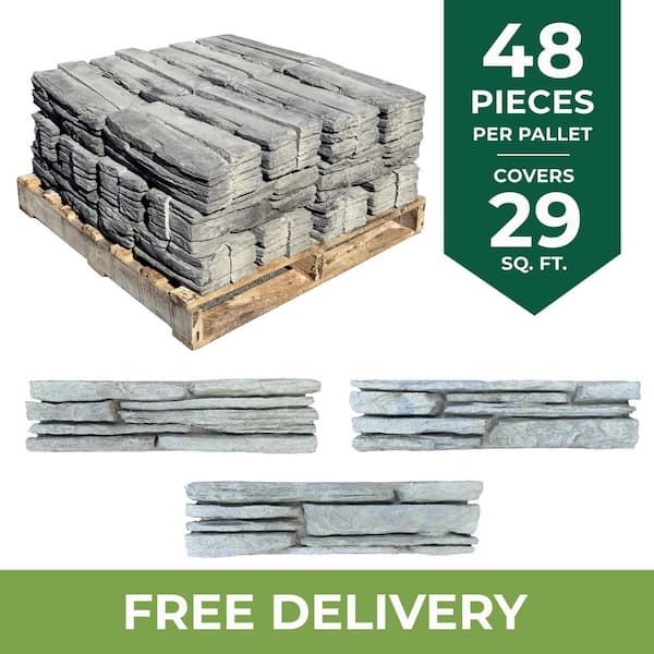 Fieldstone 17.5 in. x 5 in. x 4 in. Gray Variegated Concrete Garden Wall Block Edger (48 Pcs / 29 sq. ft. / Pallet)