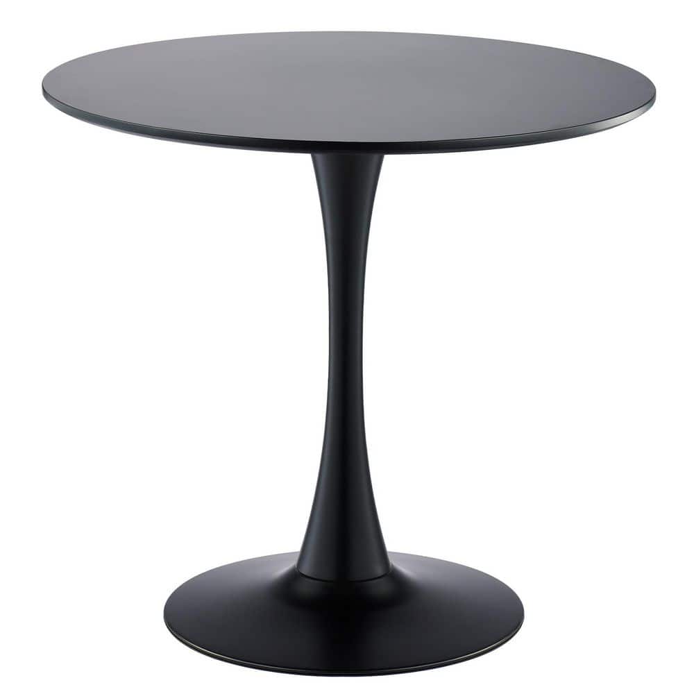 31.5'' Black MDF Round Mid-Century Modern Dining Table