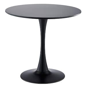 31.5 in. Round Black MDF Top Modern Dinning Table (Seats 2-4)